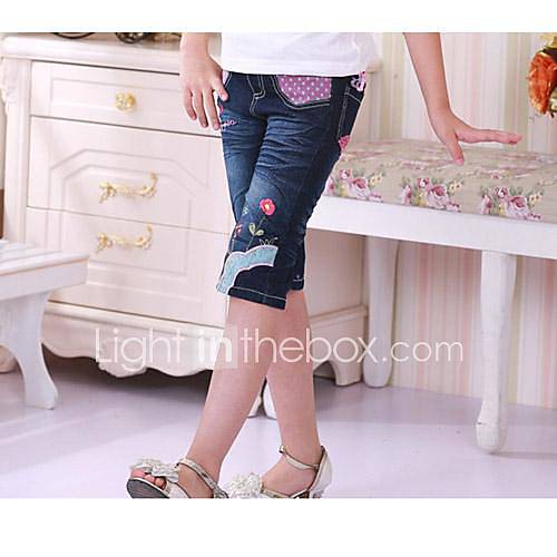 Girls Fashion Floral Print Jeans Lovely Summer Jeans