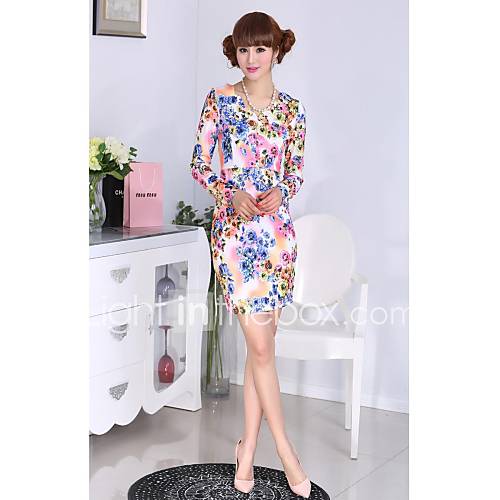 Womens Cheongsam Package Hip Cultivate Flowers Long Sleeved Dress