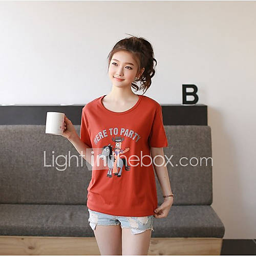 E Shop 2014 Summer Cute Burro Loose Fit Red T Shirt