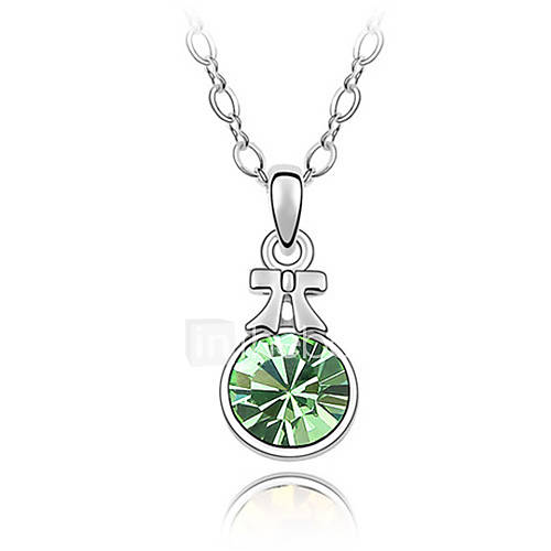 Xiaoguo Womens Simple Round Crystal Pendant Necklace(Screen Color)