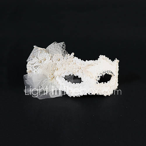 Elastic Tulle Wedding/Party Masks With Pearls