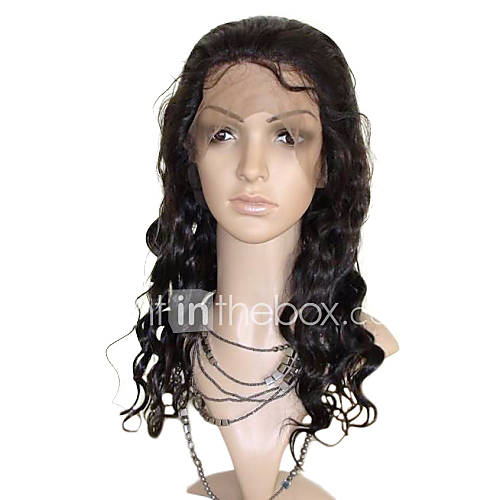 16 Inch Body Wave Brazilian Virgin Remy Hair Full Lace Wig 130 Density Baby Hair in Around