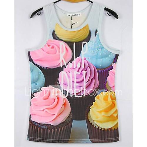 Mens 3D Series Cake Pattern Printing Tight Movement Vests