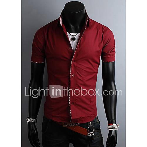 Midoo Short Sleeved Fashion Elegant Shirt (Red)