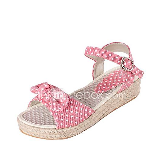 Denim Womens Wedge Heel Open Toe Sandals With Bowknot Shoes (More Colors)