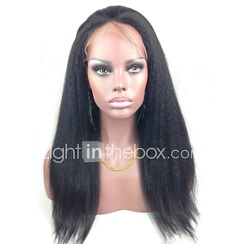 Affordable Full Lace 16 Malaysia Yaki Straight 100% Indian Remy Human Hair Lace Wig 5 Colors to Choose