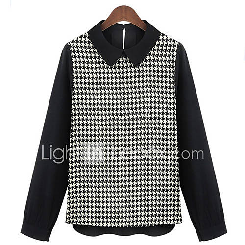 WeiMeiJia Womens Fashion Lapel Knitting Check Tops(Screen Color)