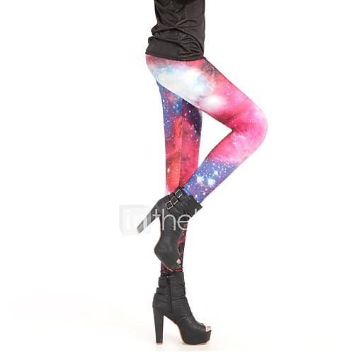 Elonbo Red Milky Way Style Digital Painting Tight Women Leggings