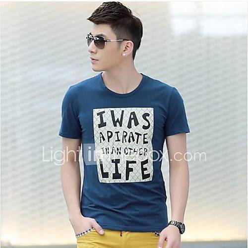 Mens Summer Round Neck Casual Short Sleeve Letter Printing T shirt(Acc Not Included)