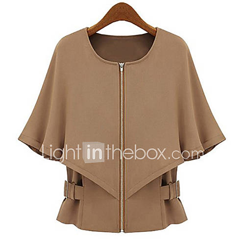 WeiMeiJia Womens Fashion Shawl Style 1/2 Sleeve Coat(Camel)