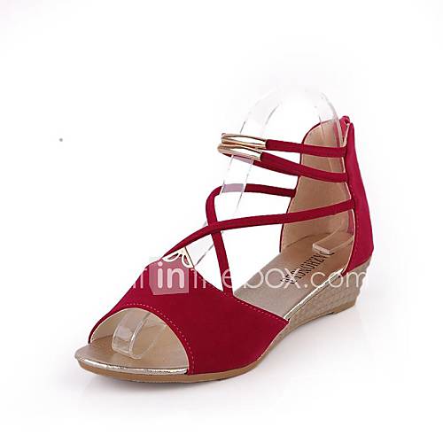 Suede Womens Wedge Heel Open Toe Sandals Shoes (More Colors)