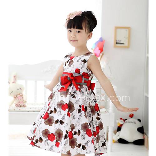 Girls Sleeveless Flower Cotton Dress