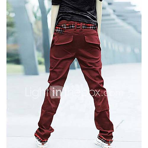 Mens Single Belt Casual Straight Long Pants(Belt not included)