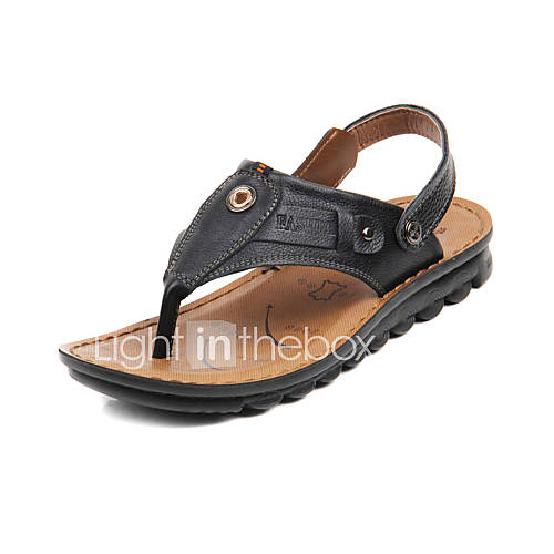 Leather Mens Flat Heel Comfort Sandals Shoes (More Colors)