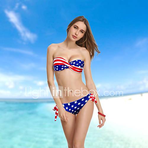 VBM Womens New Arrival USA Flag Sexy Fashion Swimwear Beach Swimming Suit Push Up Underwire Bikini