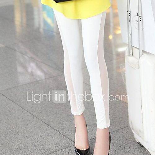 Womens New Side Mesh Stitching Skinny Crop Trousers