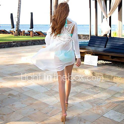 Womens Hollow Out Backless Irregular Chiffon Beach Dress