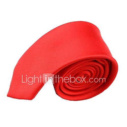 Mens Solid Colour Fashion Red Wedding Narrow Microfibre Necktie