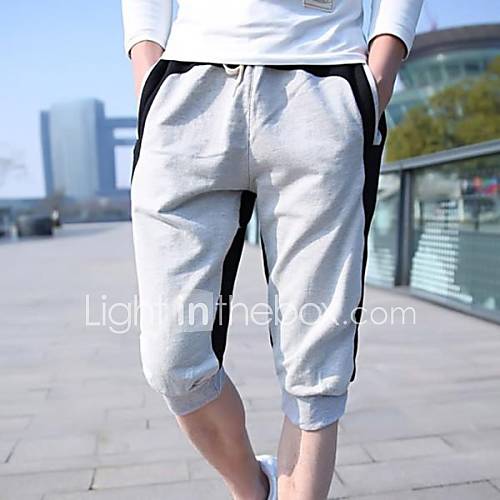 Mens Loose Fit Casual Cropped Contrast Color Splicing Shorts