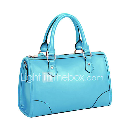 Global Freeman Womens Fashion Free Man Simple Solid Color Two Uses Leather Bag(Light Blue)