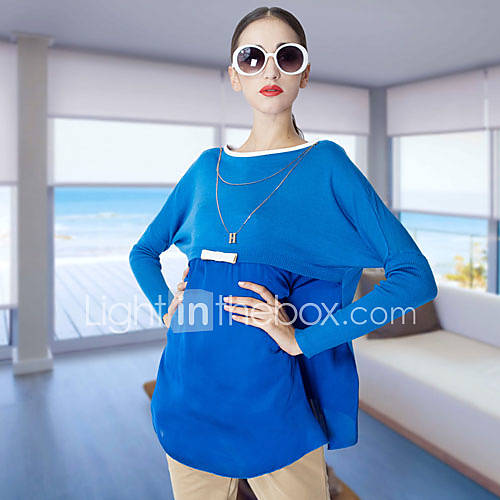 YIGOUXIANG Womens Thin Long Sleeve Chifffon Shirt(Blue)