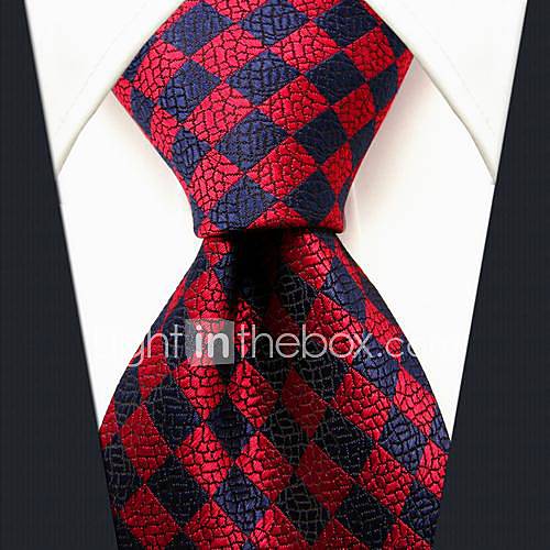 Mens Casual Silk Check Pattern Multicolor Necktie