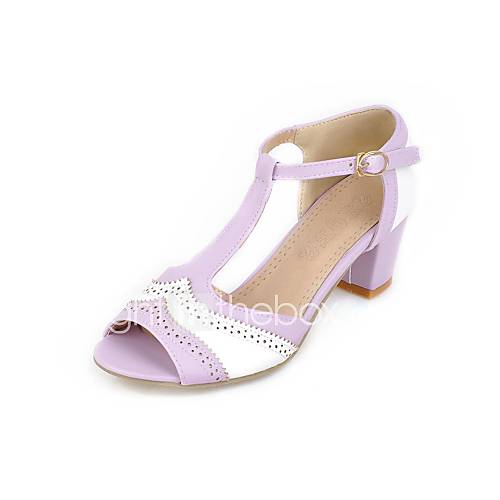 Faux Leather Womens Chunky Heel Peep Toe Sandals with Split Joint Shoes(More Colors)