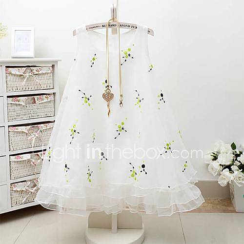 Womens Vintage Organza Floral Print Embroidery Doll Dress