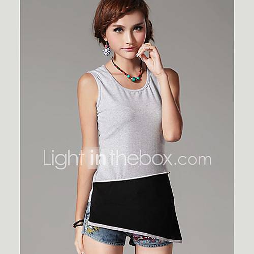 Womens Ethnic Contrast Color Zipper Asymmetrical T shirt