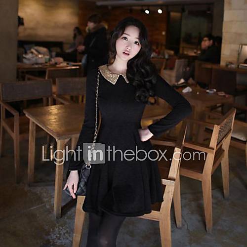 Womens Doll Collar Sequins Dress