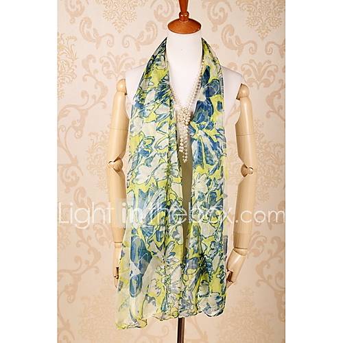 ZICQFURL Womens New Fashion Big Flowers Print Scarf(Screen Color)