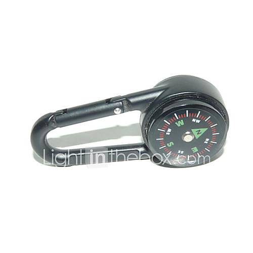 High Quality Double Faced Key Chain Compass Thermometer   Black