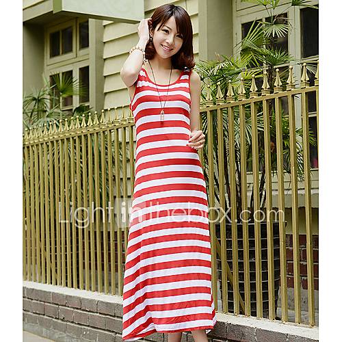 QianyuCasual Stripe Vest Dress(Screen Color)