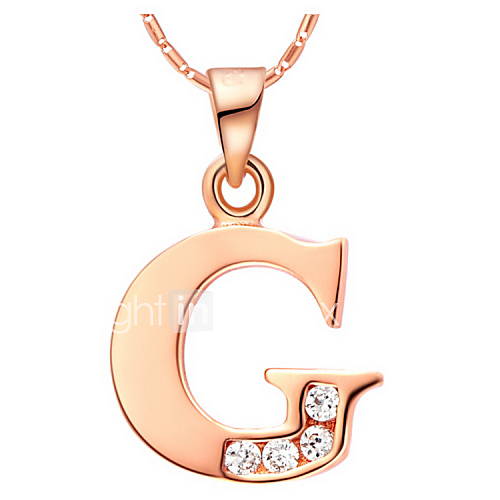 VintageG Logo Alloy Womens Necklace With Rhinestone(1 Pc)(Gold,Silvery)