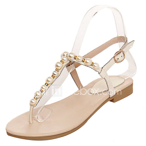Leather Womens Flat Heel T Strap Sandals Shoes(More Colors)