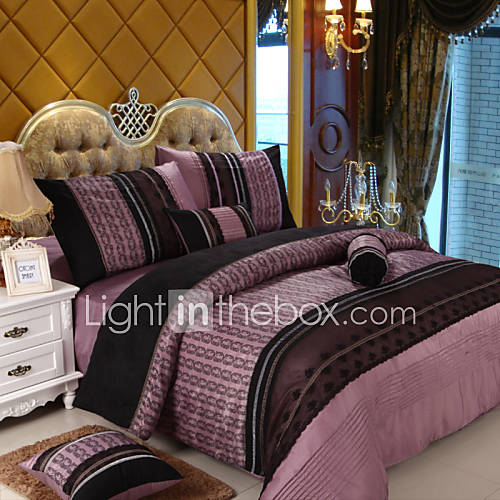 Duvet Cover Set,3 Piece Polyester Modern Lace Pure Luxury Purple Bedlinen