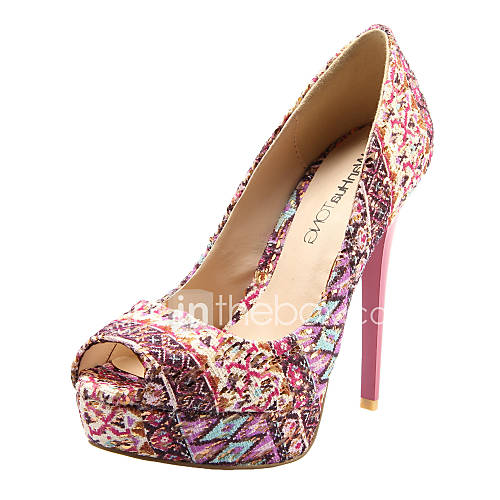 Fabric Womens Stiletto Heel Peep Toe Pumps/Heels Shoes