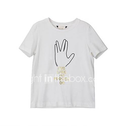 Womens Round Collar Star Trek Gesture Printed T Shirt