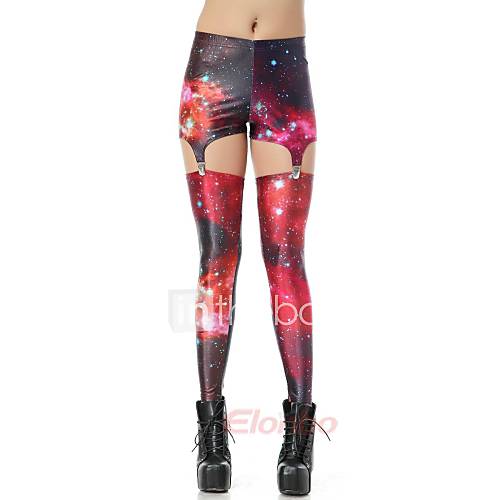 Elonbo Red Star Style Digital Painting Tight Women Clip Leggings