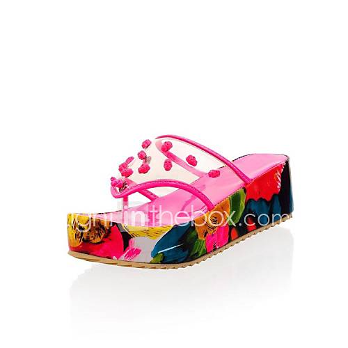 Leatherette Womens Wedge Heel Flip Flops Sandals Shoes (More Colors)