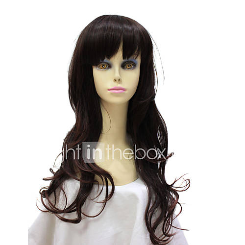 Capless Synthetic Dark Brown Curly Synthetic Hair Wig For Young Lady