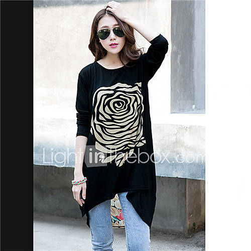 SWEET LADY Womens Korean Style Large Size Round Collar Chiffon Cotton Longsleeve Shirt (Screen Color)