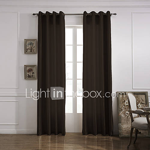 (One Panel Grommet Top) Modern Minimalist Chocolate Solid Energy Saving Curtain