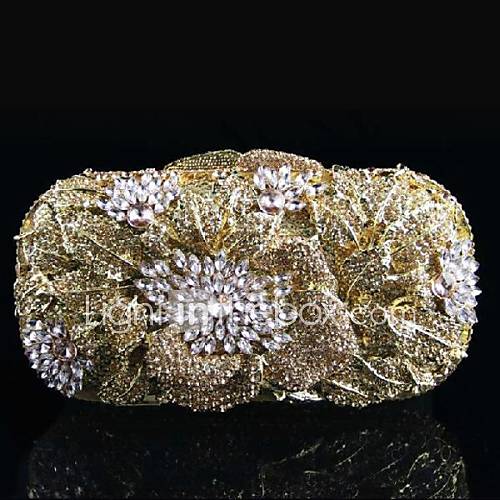 Ladies Luxuriant Foral Design Evening Bridal Clutch Handbag