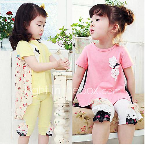 Girls Fashion T ShirtsLeggings Sets Lovely Summer Two Pieces Sets Clothing Set