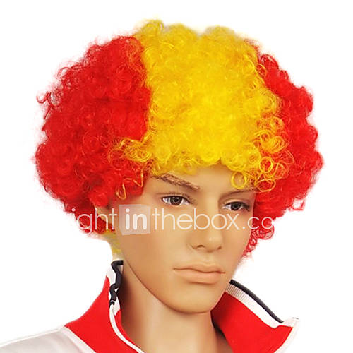 Capless Football Fans Party Wig(Spanish Flag Colors)