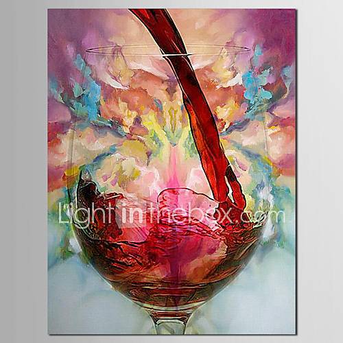 Hand Painted Oil Painting Still Life Red Wine And Bottle with Stretched Frame