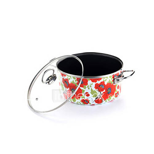 11 QT Floral Plated Ceramic Soup Pot with Cover, W29cm x L29cm x H16cm