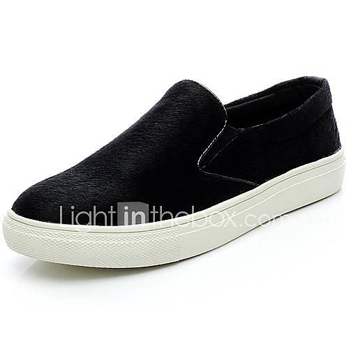 Fur Womens Slip On Low Heel Fashion Sneaker