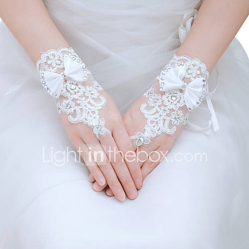 Tulle Fingerless Wrist Length Wedding Party Glove
